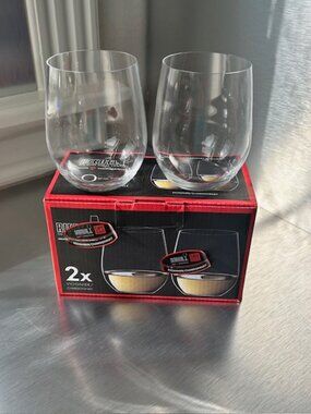 Two Riedel Chardonnay Wine Glasses, stemless
